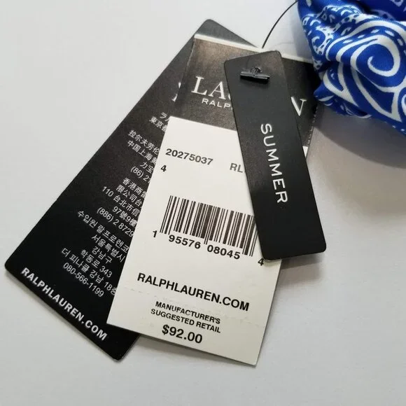 Lauren Ralph Lauren Twist-Front Halter Bikini Top - Artisanal Woodblock Size 4